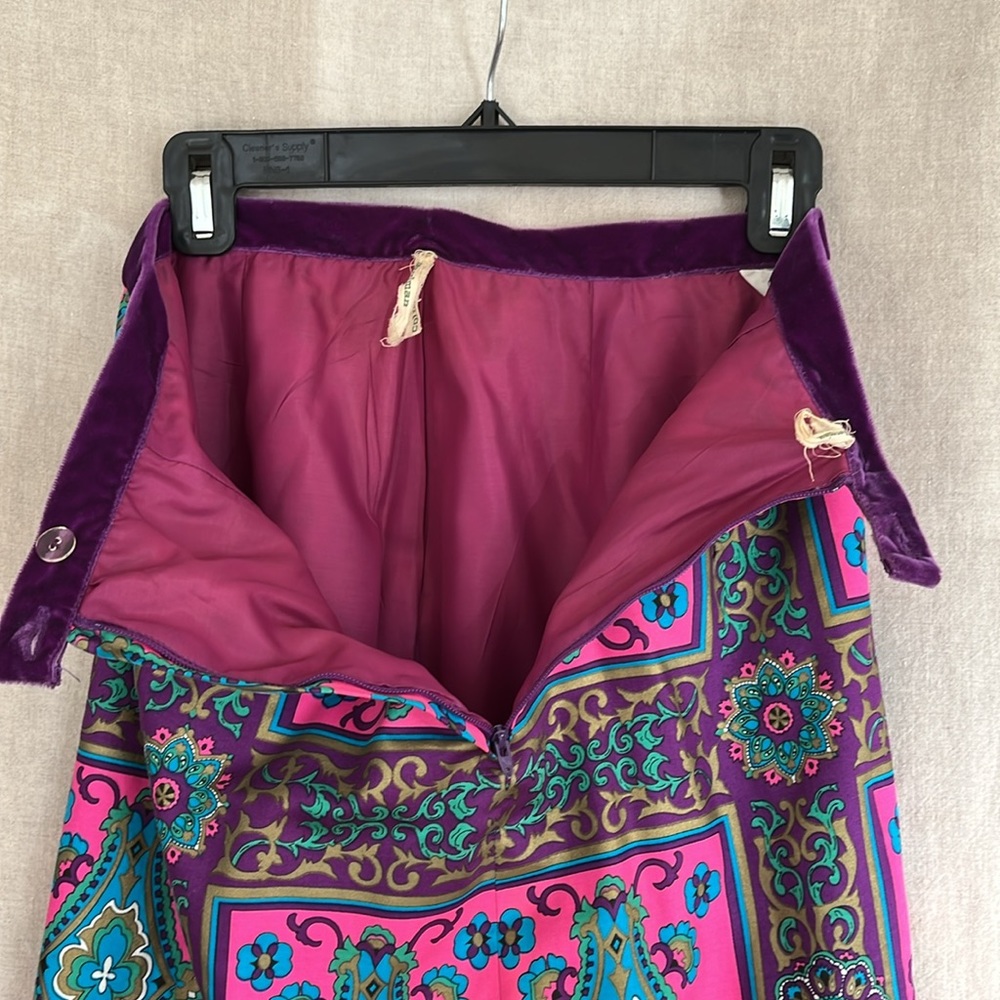 Vintage Alex Colman California 60s Psychedelic Maxi Skirt Pink Teal Purple - Picture 5 of 12